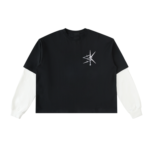 I DONT SLEEP I DREAM Layered Contrast Sleeve Cotton T-Shirt