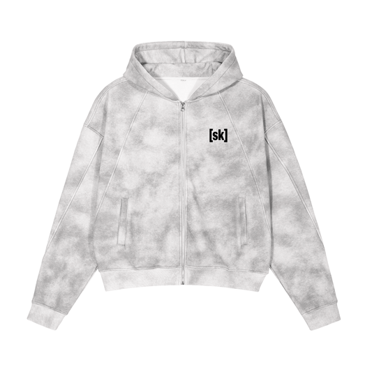 Dirty Washed Zip-Up Fleece Hoodie